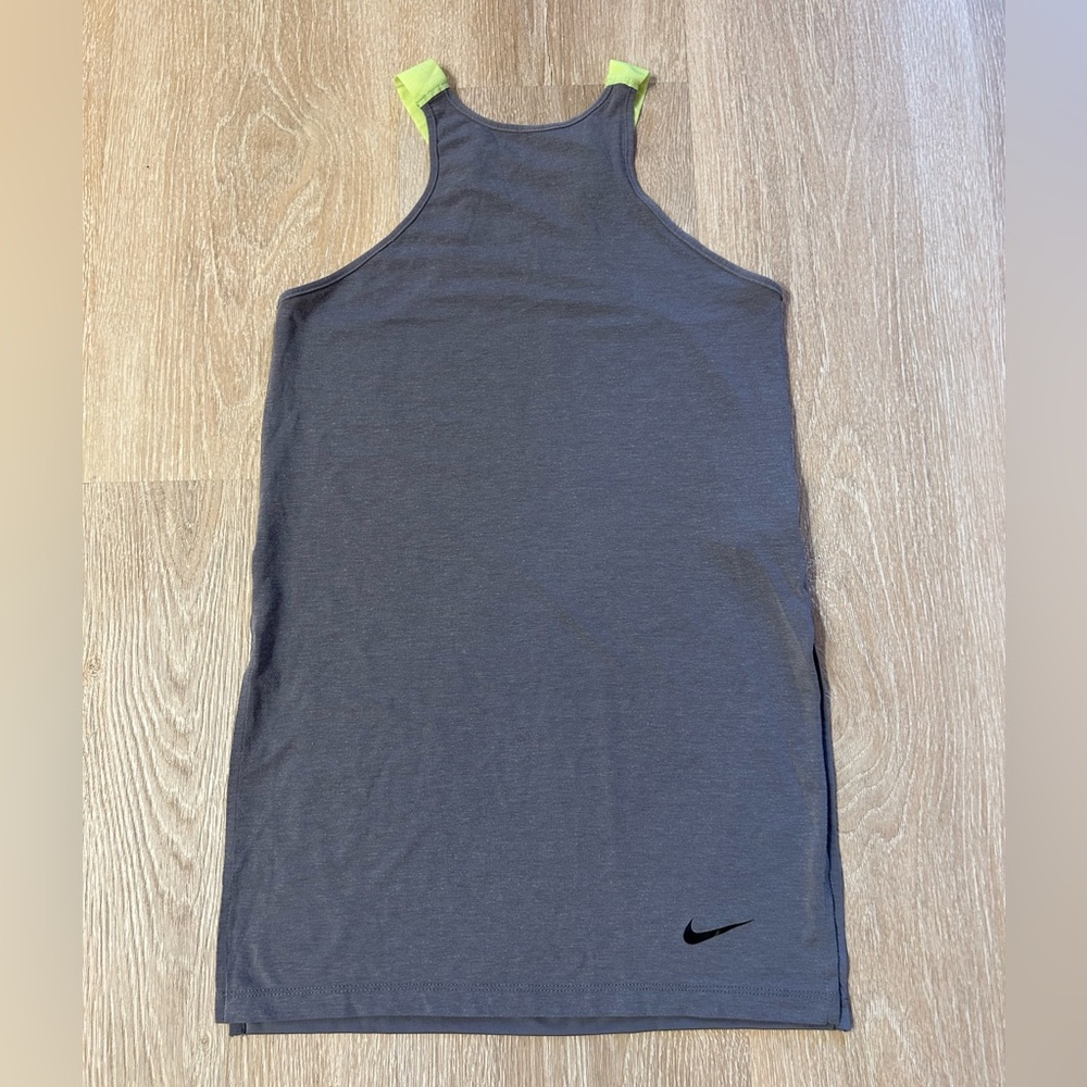 Nike Gray and Neon Green Dri-FIT Tank